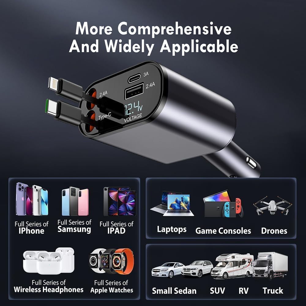 120 Volt Car Retractable Charger
