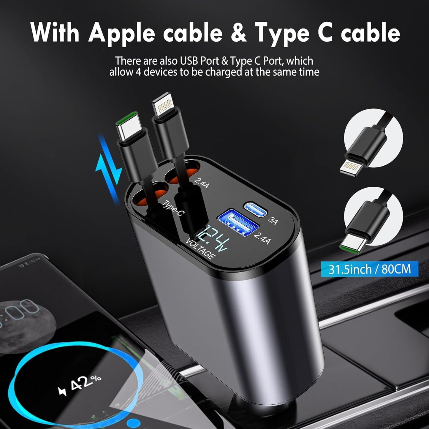 120 Volt Car Retractable Charger