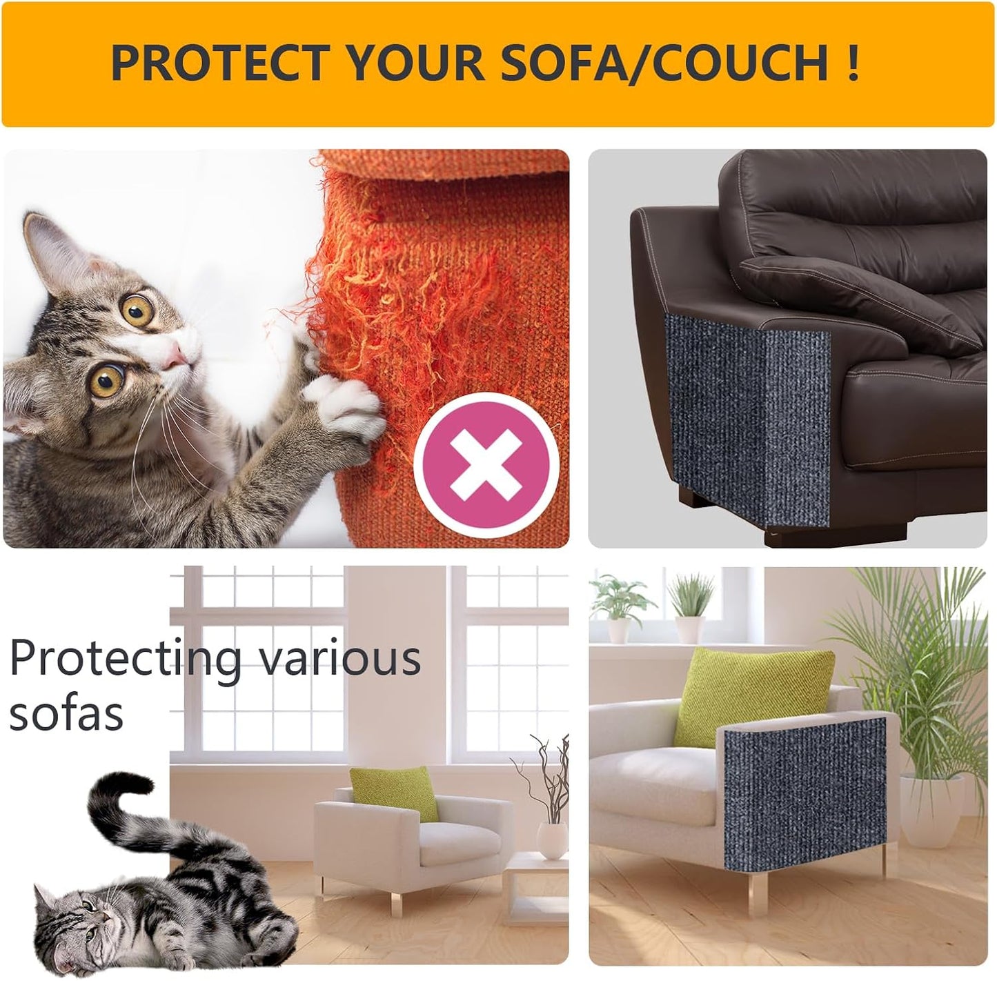 120"x15.8" cat Scratch Furniture Protector Keep Couch Sofa Protection